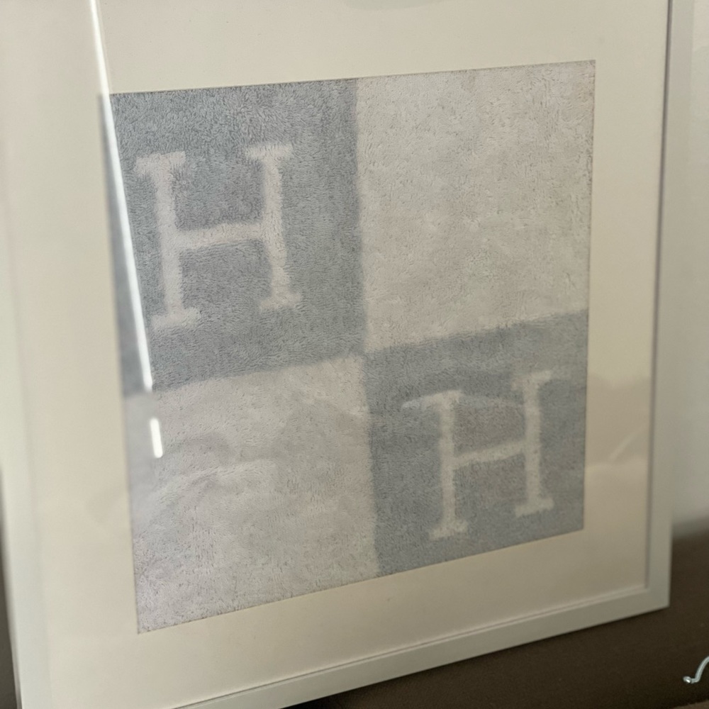 Auth HERMES Baby Framed Wash Cloth For Nursery . Perfect Baby Shower Gift Boy